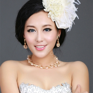 Wedding Bride Jewelry Crystal Headband Flower Headwear Lace Feather Hairpin hat