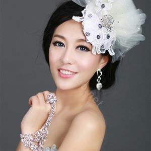 Wedding Bride Jewelry Crystal Headband Flower Headwear Lace Hairpin hat