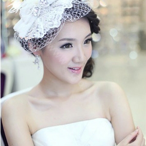 Wedding Bride Jewelry Crystal Lace Feather Hairpin hat Headband Flower Headwear