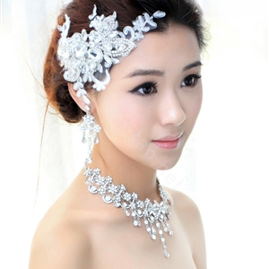 Wedding Bride Jewelry Crystal Lace Simple Headband Headpiece Flower Hair Accessories