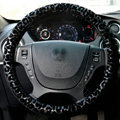 Auto Car Steering Wheel Cover Leopard PVC leather Diameter 15 inch 38CM - Black