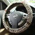 Retro Auto Car Steering Wheel Cover Leopard Lace Plush Diameter 15 inch 38CM - Brown