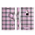 IMAK Flip leather case plaid pattern book Holster cover for Nokia Lumia 925T 925 - Pink