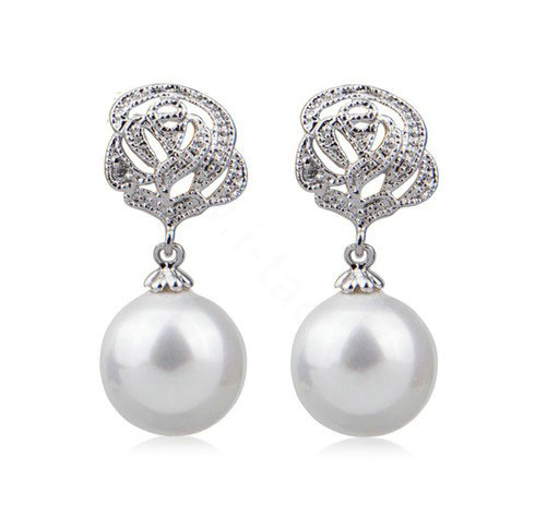 10X25mm White south sea shell pearl earrings Rose 925 sterling silver earrings