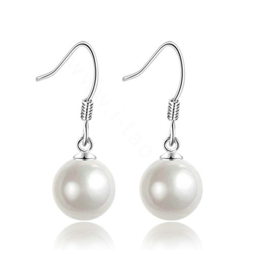 10X30mm White south sea shell pearl earrings 925 sterling silver dangle earrings