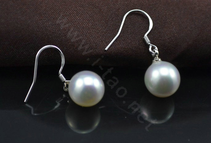 10X30mm White south sea shell pearl earrings 925 sterling silver dangle earrings