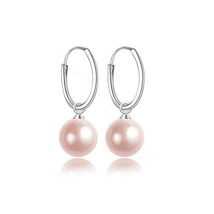 10X25mm Pink south sea shell pearl earrings 925 sterling silver hoop earrings