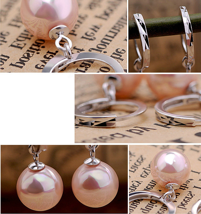 8X25mm Pink south sea shell pearl earrings 925 sterling silver hoop earrings