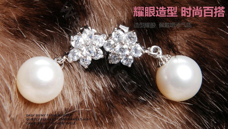 925 sterling silver Natural freshwater pearl Snowflake earrings Eardrop 9.5X10mm