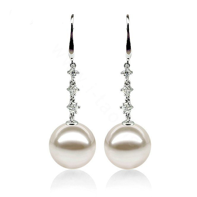 925 sterling silver Natural freshwater pearl earrings long Eardrop 9X9.5mm