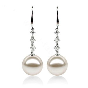 925 sterling silver Natural freshwater pearl earrings long Eardrop 9X9.5mm