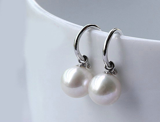 925 sterling silver rings White Natural freshwater pearl earrings 8X8.5mm