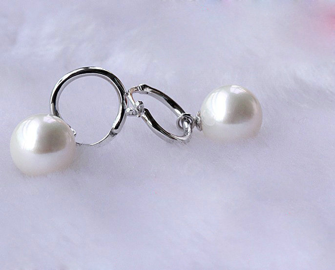 925 sterling silver rings White Natural freshwater pearl earrings 8X8.5mm