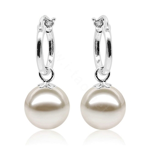 925 sterling silver rings White Natural freshwater pearl earrings 8X8.5mm