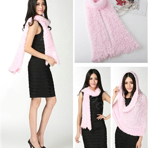 Fashion Women soft feather yarn knitted scarf shawls warm Neck Wrap tippet - Pink