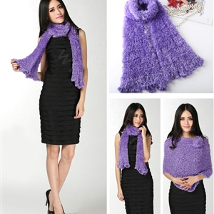 Fashion Women soft feather yarn knitted scarf shawls warm Neck Wrap tippet - Purple
