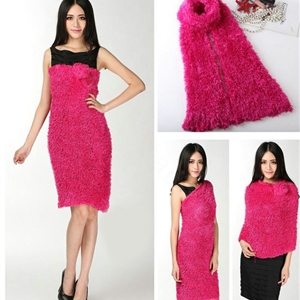 Fashion Women soft feather yarn knitted scarf shawls warm Neck Wrap tippet - Rose