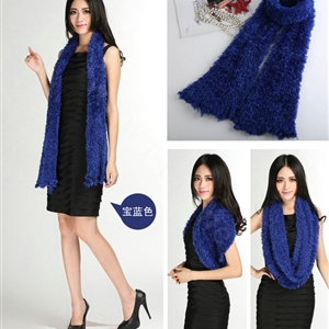 Fashion Women soft feather yarn knitted scarf shawls warm Neck Wrap tippet - Sapphire