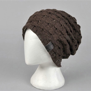 Fashion autumn winter wool hat women or man warm casual knitted caps - Coffee