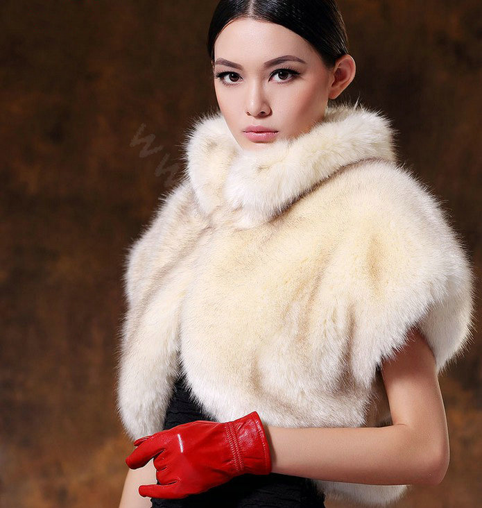 White Mink short design fur shawl Women fur vest Winter tippet Cape coat M size