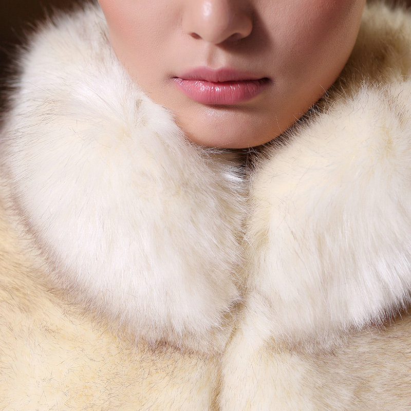 White Mink short design fur shawl Women fur vest Winter tippet Cape coat M size