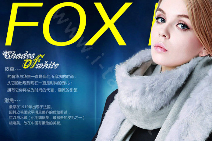 100% Wool Wraps Rabbit Fur Scarf Shawls Female Winter Warm Pashmina - Blue
