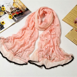 Fashion grid long scarf shawl women warm cotton silk diamond wrap scarves - Pink