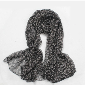 Fashion long soft animal print shawl scarf women warm silk leopard chiffon scarves - Black