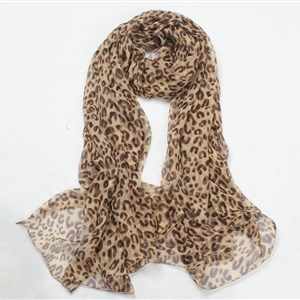 Fashion long soft animal print shawl scarf women warm silk leopard chiffon scarves - Brown