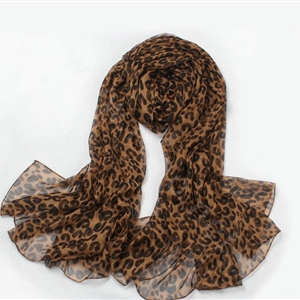Fashion long soft animal print shawl scarf women warm silk leopard chiffon scarves - Coffee