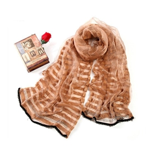 Fashion organza long scarf shawl women warm silk diamond wrap scarves - Khaki