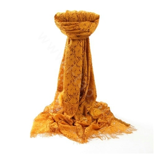 High-end Fashion long flower scarf shawl women warm lace mink wrap scarves - Yellow