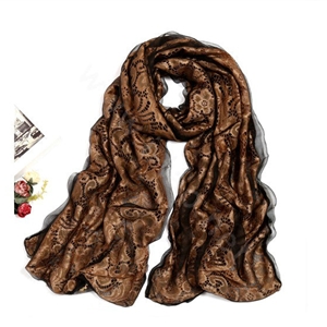 High-end Fashion long scarf shawl women warm silk lace wrap scarves - Coffee