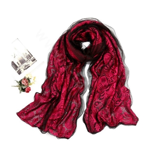 High-end Fashion long scarf shawl women warm silk lace wrap scarves - Rose