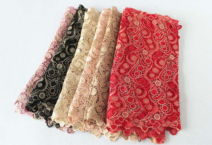 High end fashion embroidery flower lace silk scarf shawl women hollow wrap scarves - Beige
