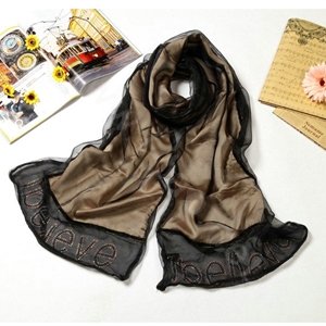 High end fashion long 100% silk scarf shawl women warm diamond wrap scarves - Khaki