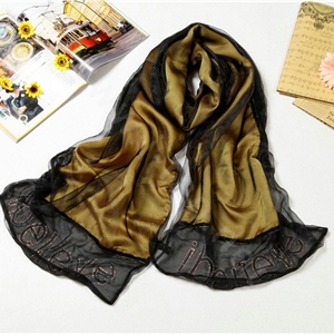 High end fashion long 100% silk scarf shawl women warm diamond wrap scarves - Yellow