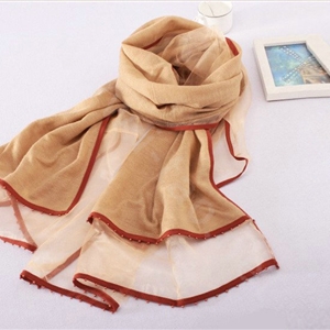 High-end fashion women 100%silk long soft two layer warm scarf shawl wrap - Beige