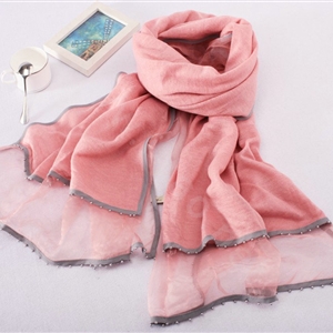 High-end fashion women 100%silk long soft two layer warm scarf shawl wrap - Pink
