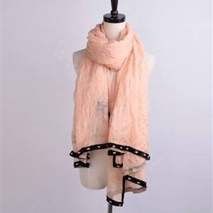 High-end fashion women long solid color skull chiffon silk scarf shawl wrap - Beige