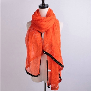 High-end fashion women long solid color skull chiffon silk scarf shawl wrap - Orange