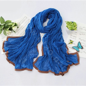 High-end fashion women real silk long soft solid color scarf shawl wrap - Blue