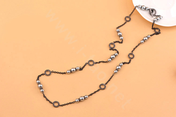 Fashion women choker luxury elegant sweater chain pears bib necklace - Black