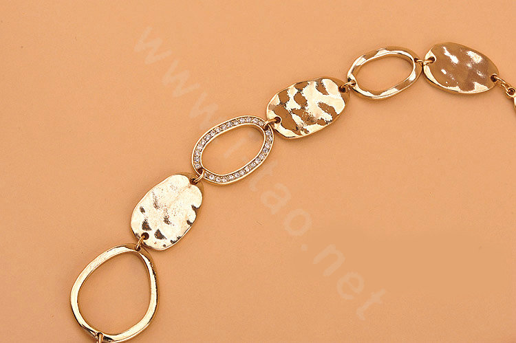 High-end fashion women choker exaggeration luxury crystal metal block bib necklace - Gold