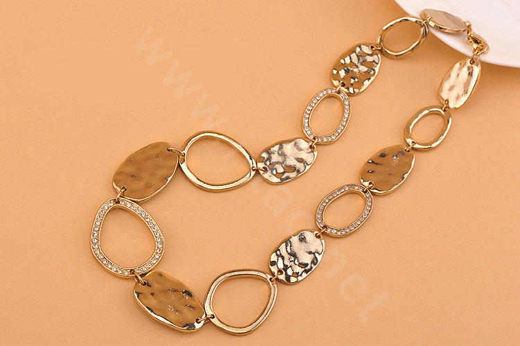 High-end fashion women choker exaggeration luxury crystal metal block bib necklace - Gold