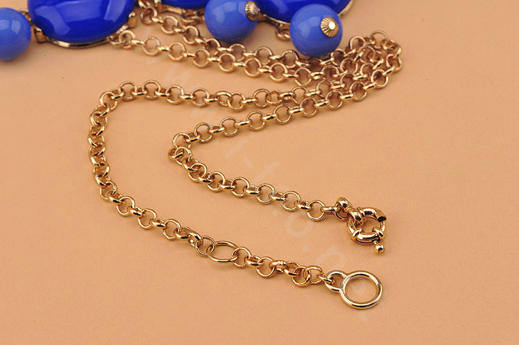 High-end fashion women choker sweet exaggeration luxury candy bib necklace - Blue