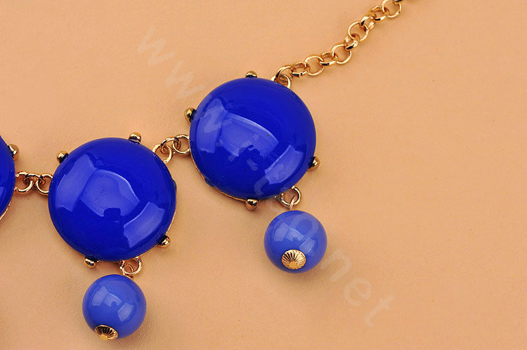 High-end fashion women choker sweet exaggeration luxury candy bib necklace - Blue
