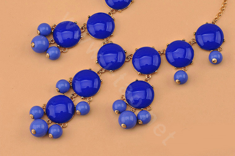 High-end fashion women choker sweet exaggeration luxury candy bib necklace - Blue