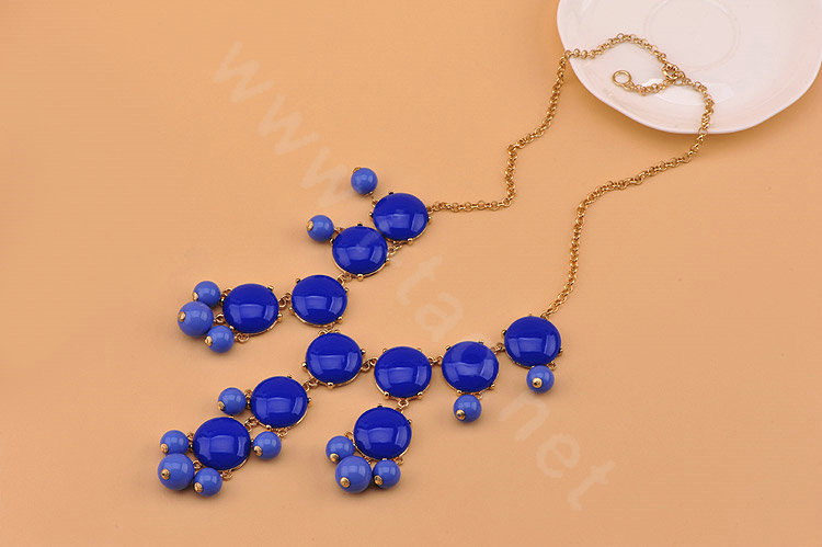 High-end fashion women choker sweet exaggeration luxury candy bib necklace - Blue
