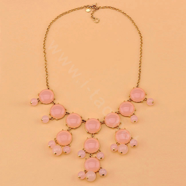 High-end fashion women choker sweet exaggeration luxury candy bib necklace - Crystal Pink